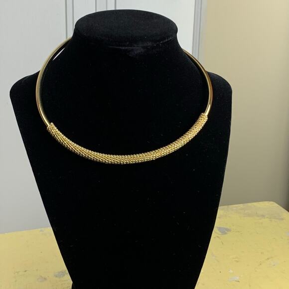 Gold Tone Beaded Ring Wrap Choker Necklace - 17” y2K Revival  boho - Picture 1 of 4